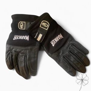 Marker Black Leather Winter Gloves